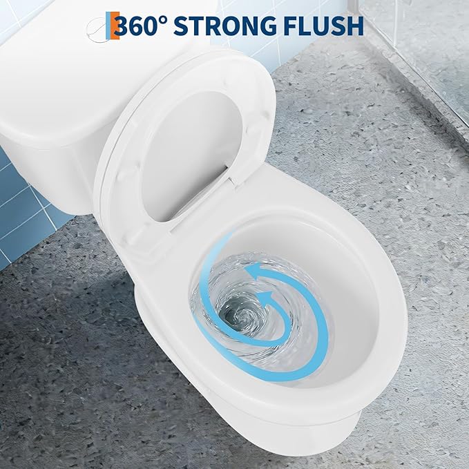 Two Piece Toilet with 19" ADA Height, Round Ceramic Bowl and Locking PP Lid -Dual Flush, CUPC Certified, Water Efficient