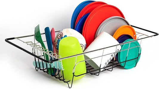 Better Houseware Over The Sink Dish Drying Rack, Space-Saving Stainless Steel Dish drainers for Kitchen Sink, Adjustable Sink Dryer Rack for Dishes