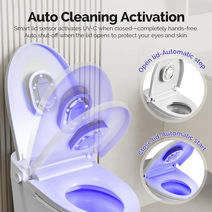 Smart Toilet UV-C Sanitizing &Odor-Control System – Motion-Activated, Chemical-Free Automatic Deodorizer with Safety Sensor & Long-Life Rechargeable Battery