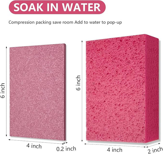 Car Wash Sponges, 3 Pack Extra Thick Large Cleaning Sponge Multi-Purpose for Bathroom Kitchen Bike Boat, Large Size Sponges 4'' X 6'' (Pink)