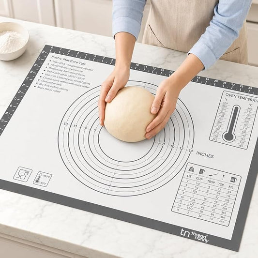 XL Silicone Pastry Mat for Baking, Extra Large 28x20 in, Non-Stick & Non-Slip Dough Mat for Rolling Out with Measurements, Bread, Pizza, Pie Crust, Cookies, Fondant,Oven Safe, Dishwasher Safe (Grey)