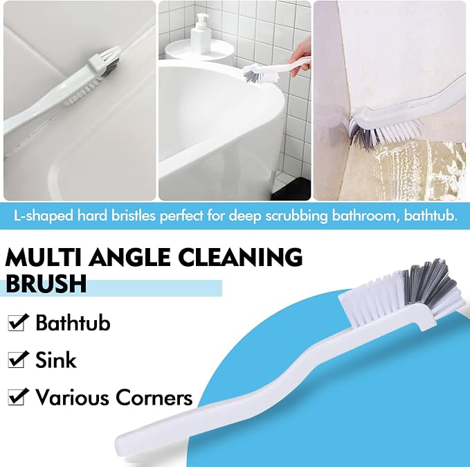Dish Scrub Brush 8PCS Small Scrub Brush Nylon Gap Cleaning Brush for Household Use on Bathroom, Kitchen, Tile Floors, Sink, Grooves, Window Tracks (8 Brushes + 8 Hooks)