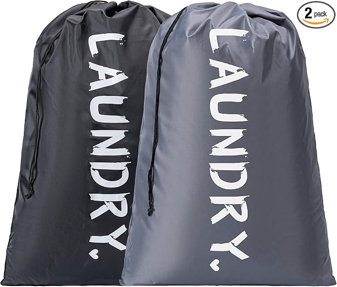 2 Pack Travel Laundry Bag,24" x 36", Extra Large Dirty Clothes Organizer | Machine Washable with Drawstring, Holds 3-4 Loads of Laundry,Fit a Laundry Hamper or Basket Travel Essentials
