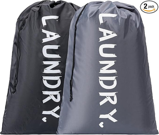 2 Pack Travel Laundry Bag,24" x 36", Extra Large Dirty Clothes Organizer | Machine Washable with Drawstring, Holds 3-4 Loads of Laundry,Fit a Laundry Hamper or Basket Travel Essentials
