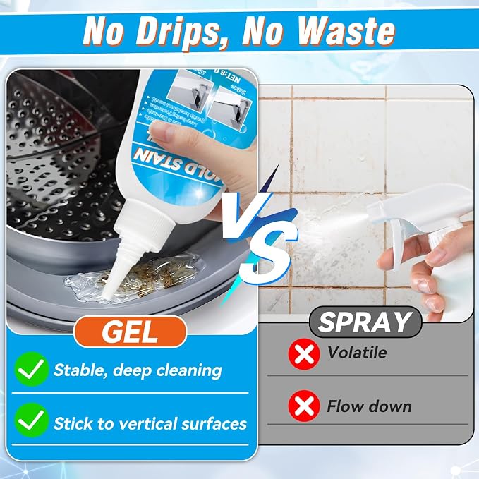 Stain Remover Gel, Heavy Duty Washing Machine Cleaner, Effective Stain Cleaner, All-Purpose Cleaning Gel for Shower, Toilet, Bathroom, Washer, Kitchen Sink (8 Fl Oz)