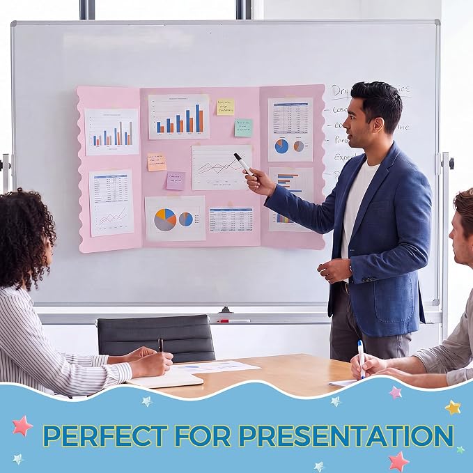 Mooliwe 4 Pack 26" X 17" Trifold Poster Board Tri Fold Poster Boards Foldable Corrugated Business Presentation Display Paper Boards for Science Fair Events, School Projects, Exhibitions