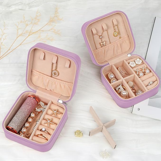MFXIP Travel Jewelry Case Small Jewelry Box Jewelry Organizer Storage Case Portable PU Leather Mini Jewelry Travel Case for Girls Womens Earring, Necklace, Rings,Bracelets