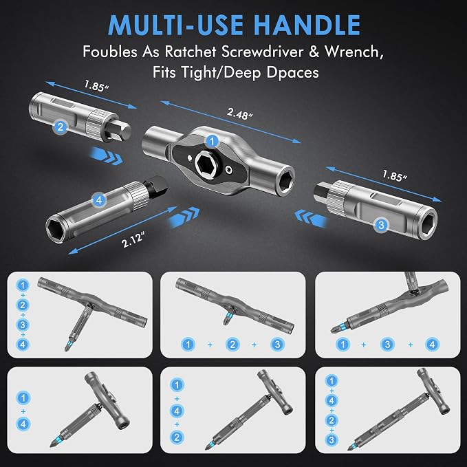 Asnish 34 in 1 Magnetic Screwdriver Set with Ratcheting Multi Bit | Repair Tool Kit with Interchangeable Bits, Precision Hand Tools for Electronics, Computer, Bike, Furniture & DIY Projects