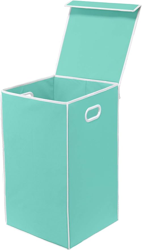 Simple Houseware Foldable Laundry Hamper Basket with Lid, Turquoise