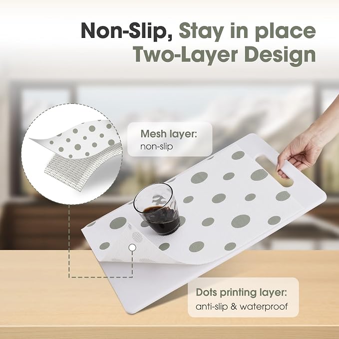 Beautysaid Shelf and Drawer Liner for Kitchen Cabinet Non Adhesive Non Slip | Shelf Paper Waterproof Washable Thickened for Dresser Pantry Shelve Bathroom Protector Liner(Polka Dot,23.6 in x 30 FT)
