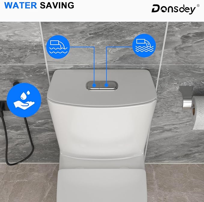 10'' Rough-in Compact One Piece Toilet - White Ceramic Toilets with 15.3" Soft Close Chair Seat 1.1/1.6 GPF for Water Saving Dual Flush Small Bathroom Compact Toilet 14.5''x27''x30.6''