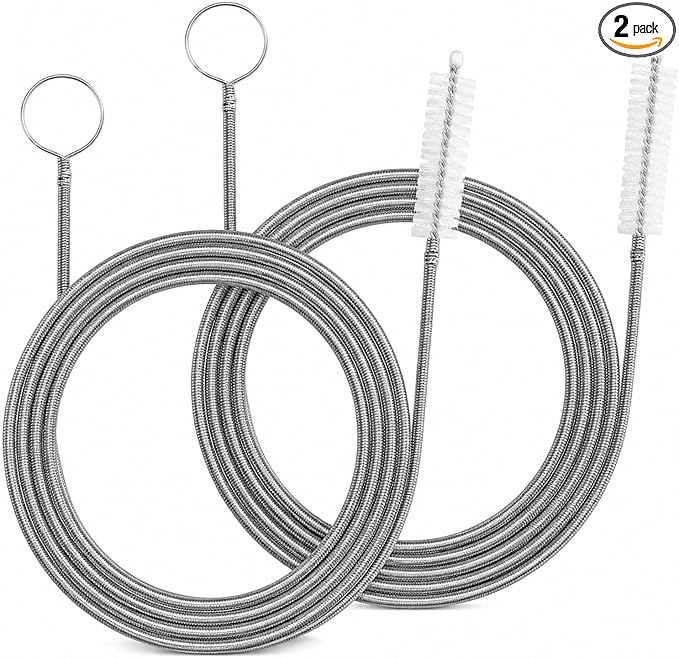2 Pack Extra Long Flexible Pipe Cleaner Brush, Drain Cleaner Tool for Fridge, Sink Hose, Aquarium Tube, Car Sunroof Drain Cleaning Brush. (60inch)