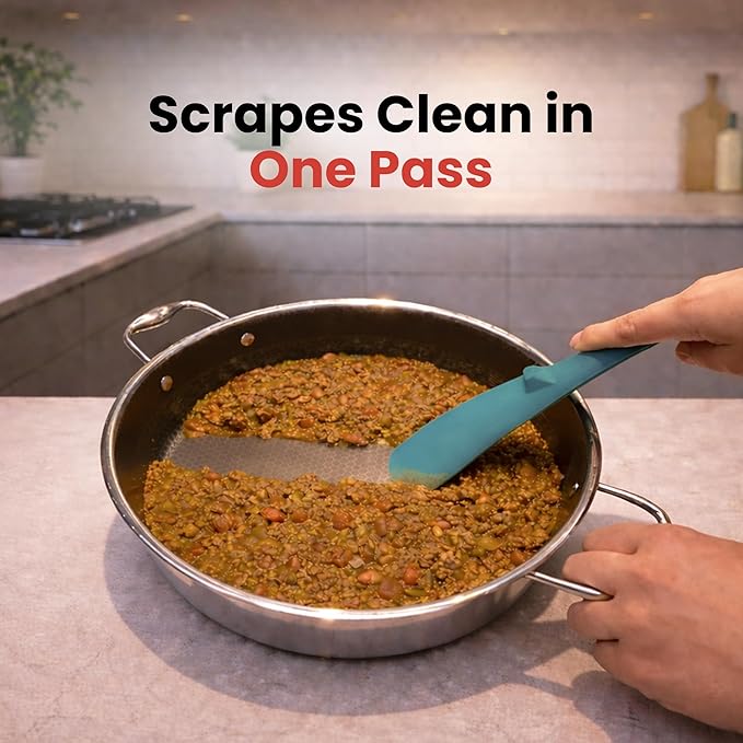 Silicone Spoon Spatula for Cooking - Multifunction Scoop Spatula Spoonula - Heat Resistant Cooking Spoon for Nonstick Cookware - Large Silicone Kitchen Spoon - Seamless Design (Teal/Khaki,2pcs)