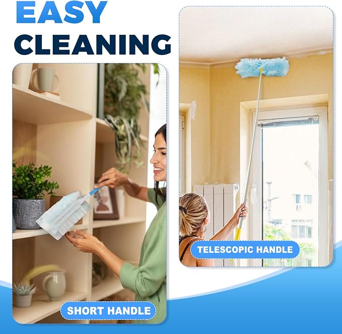 50PCS Microfiber Duster Refills Kit with 5 Handles Compatible with Swiffer