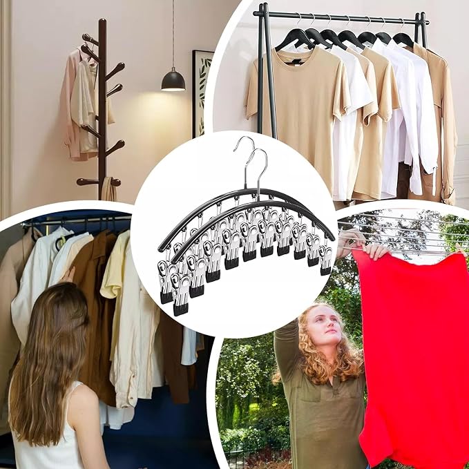 Legging Hangers for Closet Organizer, Hat Hangers for Closet 4 Pack with 10 Clips Holds 40 Leggings, Legging Hanger, Pants Storage Organizer Suitable for Socks, Panties, Underwear, Pants (4-White)