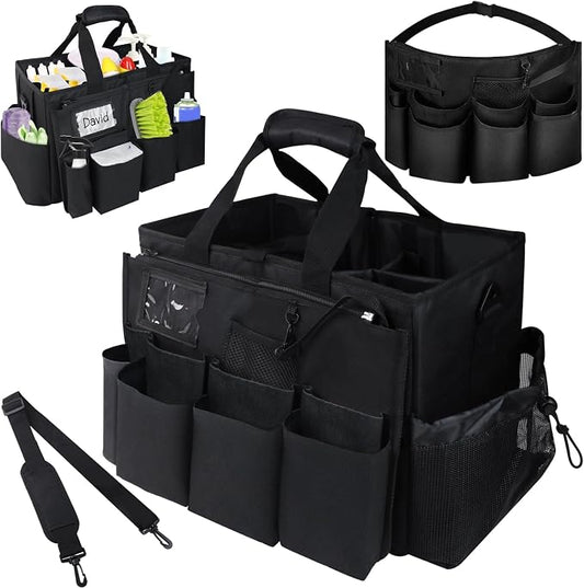 ZKOO Cleaning Bag Cleaning Caddy Organizer, Wearable Cleaning Caddy with Waist & Handles for Cleaning Tool Organizers, Extra-Large Cleaning Caddy Bag Adjustable Compartments for Housekeeping,Gardening