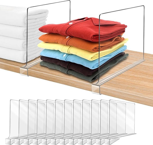 Acrylic Shelf Dividers for Closet Organization 18PCS Closet Shelf Divider Closet Dividers for Shelves Shelf Organizer for Closet Shelf Organizer for Wood Closet Separator Clear