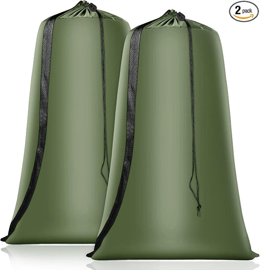 Coomee Heavy Duty Laundry Bag, 2 Pack XL Nylon Laundry Bags with Straps | Extra Large Laundry Bags, Drawstring Closure, Washable Large Dirty Clothes Organizer, Travel Bag Fits a Laundry Hamper