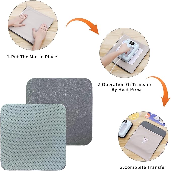 Heat Press Mat for Easy Press Both Sides Applicable (15" x 15"), Heat Press Pad for Cricut Easypress/Easypress 2 & HTV Craft Vinyl Ironing Insulation Transfer Projects