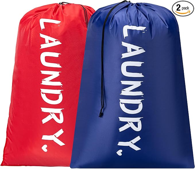 2 Pack Travel Laundry Bag,28" x 40", Extra Large Dirty Clothes Organizer | Machine Washable with Drawstring, Holds 3-4 Loads of Laundry,Fit a Laundry Hamper or Basket Travel Essentials
