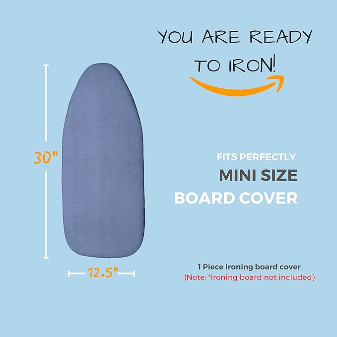 12.5 X 30 inch Smart Table top Ironing Board Cover and Pad with Standard Size, Fits Small, Mini Board, Easy Placement, Extra Thick Padding, Elastic Cord, Heat Resistance (12.5" X 30", Blue)