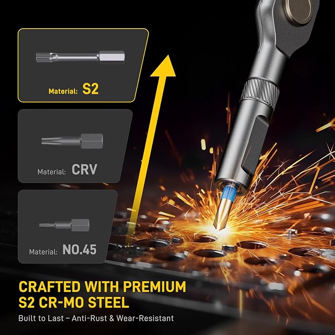 74 in 1 Magnetic Ratchet Screwdriver Set with Detachable T Handle | S2 Steel Bits Screwdriver Set, Repair Tool Kit for Furniture, Precision Electronics, Bicycle, DIY, Computer, Gift for Man