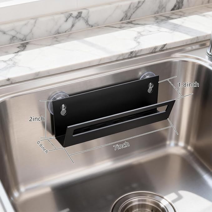 Epicano Sponge Holder for Kitchen Sink | with Suction Cups & Adhesive Hook, Rustproof, Space-Saving Wall Hanging, Stainless Steel, For Sponge, Dish Cloth, Brush