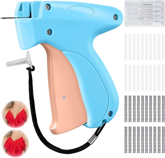 Stitchy Micro Tagging Gun Blue and Pink - Total 4000 Fasteners Portable Hemming Tool Applicable to Temporary Hems on Shirt Sleeves Pants and Dresses