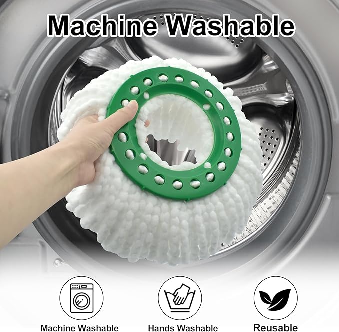 Reusable Mop Head Replacement for Libman Tornado Spin Mop Thick Microfiber Spin Mop Refill Heads for Libman Tornado Spin Mop System, Easy to Replace and Machine Washable, Wet Dry Clean (White, 3 Pack)