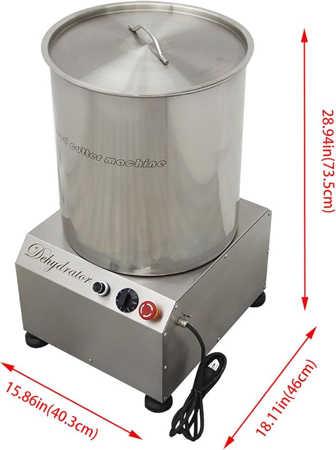 Commercial 110V Electric Salad Spinner Stainless Steel Electric Salad Spin Dryer for Vegetables Fruits Soy Milk Large Capacity for Carteens & Restaurant 0.75KW