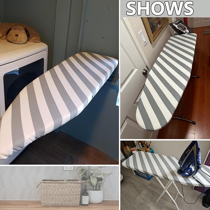 SheeChung Ironing Board Cover and Pad-15x54 Thick Ironing Board Covers with Padding Standard Size,Scorch and Stain Resistant Thick Padding,Large Ironing Cover with Elastic Edge & Adjustable Fasteners