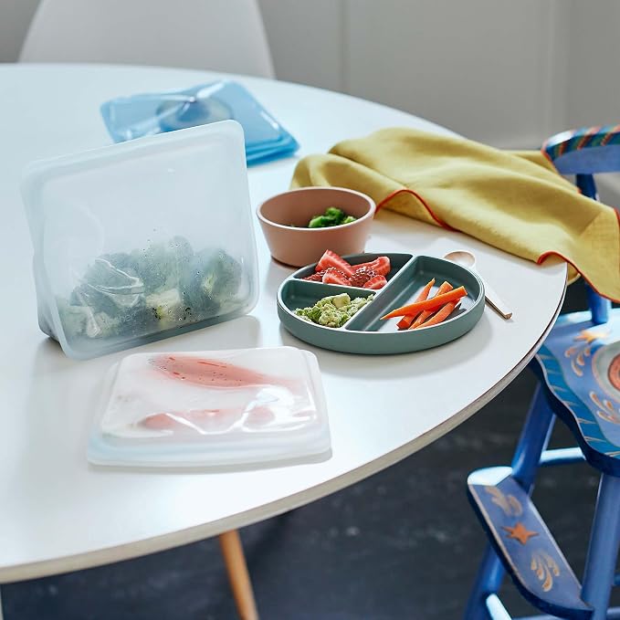 Stasher Premium Reusable Silicone Food Storage Bags, 5-Pack, Tie Dye | Food-Safe Silicone, Eco-Friendly, Reusable Freezer Bags, Microwave, Dishwasher, Oven, Snack Bags, Lunch Containers, Meal Prep