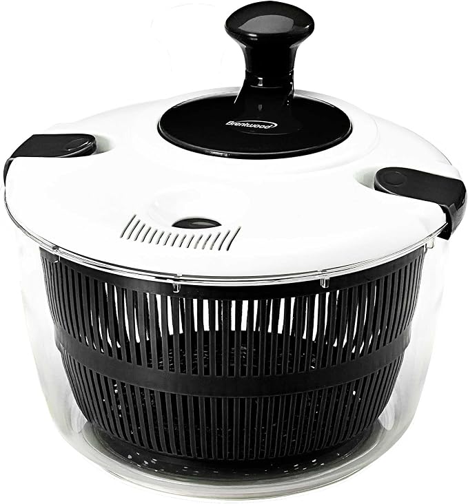 Brentwood Salad Spinner with 5-Quart Serving Bowl (Black)