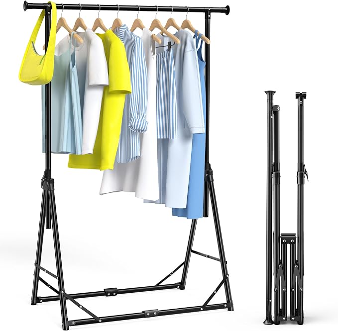 MAXLEAD HOME Clothes Rack Foldable Clothing Rack, 64.5''H Collapsible Garment Rack with 4 levels Adjustable Height, Portable Coat Rack for Travel, Camping, Drying, RV, Indoor, Outdoor, Easy Assemble | 64.5''H Collapsible Garment Rack Portable Coat Rack...