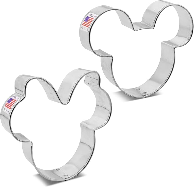 Mouse Head & Girl Mouse with Bow 2 Pc. Cookie Cutter Set, Made in the USA by Ann Clark