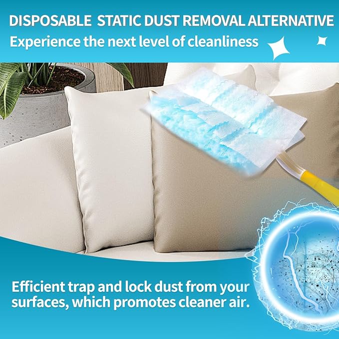 Disposable Microfiber Feather Duster Refills, Multi-Surface Duster Compatible with Swiffer Dusters Handle, 30 Count, Unscented