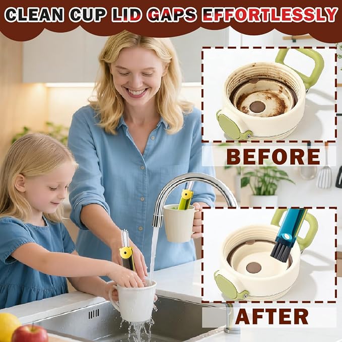 3 in 1 Cup Lid Cleaning Brush, Multifunctional Crevice Cleaning Brush for Water Bottle Insulated Cup Pacifier Tumbler Lid Groove Narrow Space Detail Cleaner Home Kitchen Gadgets(3 PCS)