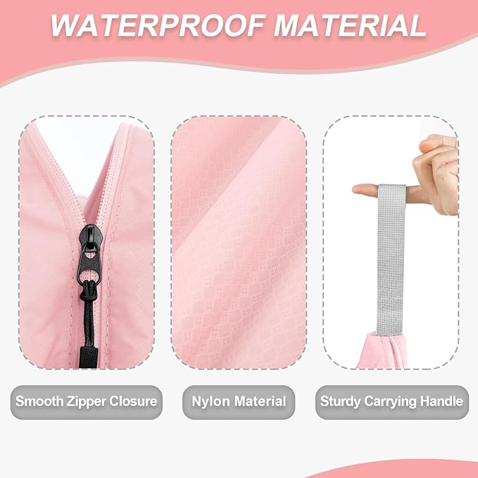 Wiseboy 120L Extra Large Travel Laundry Bag with Heavy-Duty Zipper, Pink,xl | Water-Resistant Nylon Dirty Clothes Organizer for College Dorm, Camping, Tear-Resistant Storage Bag for Laundry Mat & Moving