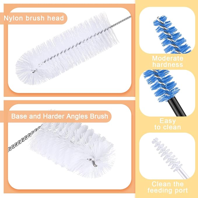 Hummingbird Feeder Cleaning Brush 19 Pieces 3 Size Mini Nylon Double Headed 2 in 1 Hummingbird Brush Hard to Reach Places Tiny Cleaning Kit(White)