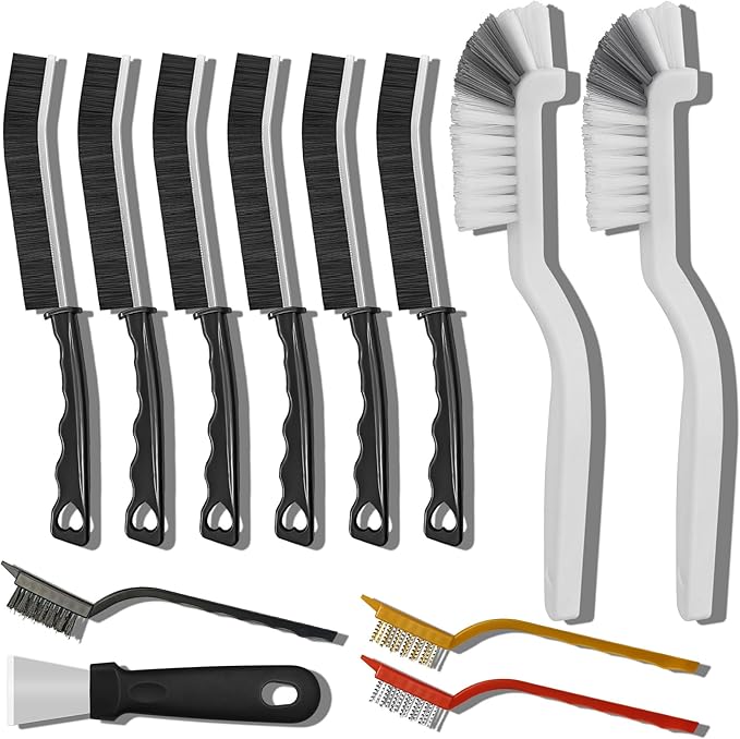 4TH Crevice Cleaning Brush Set–Household Deep Cleaning Supplies, Perfect for Small Spaces, Grout, and Tough Tasks -12 Pack