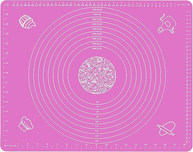 Silicone Baking Mat for Pastry Rolling Dough with Measurements (20" x 16 ", pink)