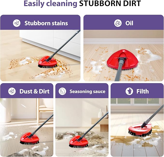 [2026 New Version] 2-Pack Oceda Scrubber Mop Heads for EasyWring 1-Tank System, Stiff-Bristle Brush Head with Built-in Scouring Pad for Deep Cleaning Floors and Tiles