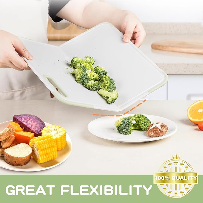 All-in-One Foldable Cutting Board Portable for Camping or Daily Use | with Ruler, Non-Slip Base & Reversible Sides, Space Saving Kitchen Board, Dishwasher Safe