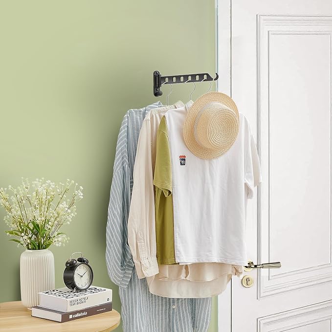 JOOM Laundry Drying Rack Wall Mounted Clothes Drying Rack Clothes Hanger Black