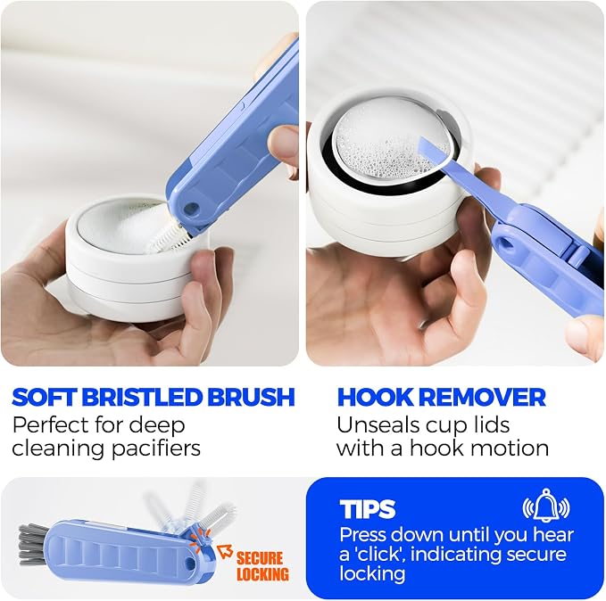 Holikme 6 Pack 4 in 1 Cup Lid Cleaning Brush 3 Straws Bottle Brush,Carrot | 4 in 1 Cup Lid Cleaning Brush Multifunctional Bottle Brush, Silicone Cup Lid Gap Cleaner, Bristle Crevice Cleaning Brush