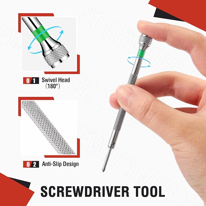 Chumia 8 Pieces Precision Watch Screwdriver Set, 1.4-2.0 mm Micro Jewelers Repair Screwdriver Set for Eyeglasses Jewelry Work, Electronics Repair(Flathead, Phillips)