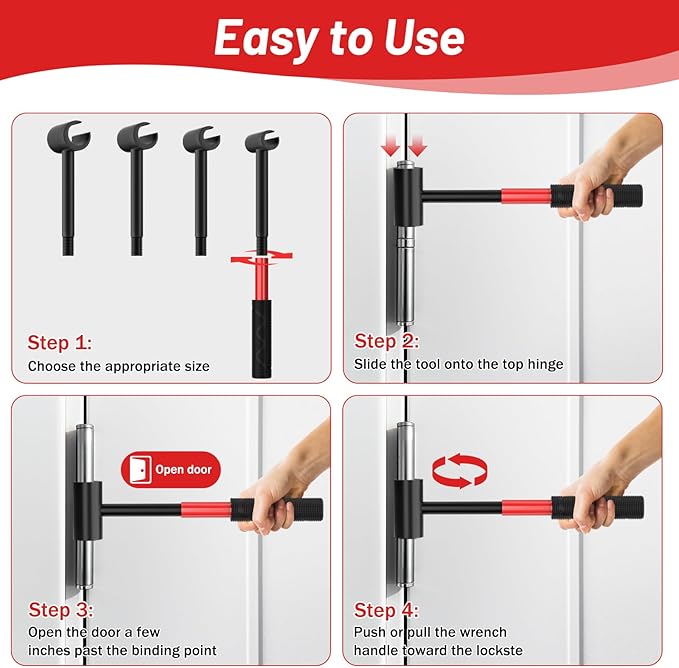 4 in 1 Door Hinge Adjustment Tool Upgraded, Hinge Gap Adjusting Wrench | Door Repair Kit for Residential and Commercial,Hinge Wrench Bender Set with Rubber Grip,Cabinet Alignment Fits 14-25mm Hinges