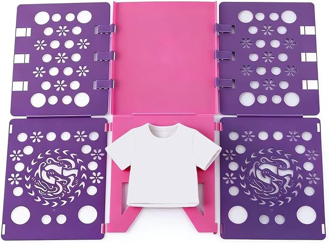 Color-Blocked Adult Folding Board, Purple and Pink Clothes Folder Organizer (Rose red and purple)