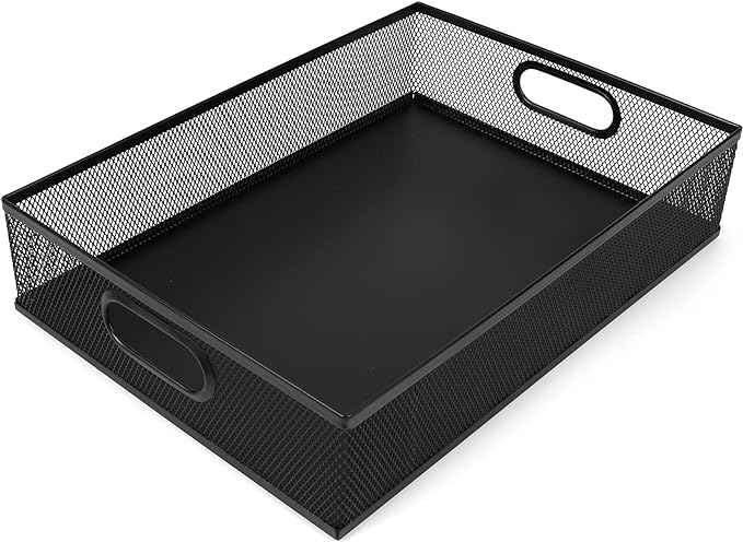 Desk Drawer Organizer, A4 Large Metal Mesh Desk Organizer Tray, Versatile Storage Box Set for Office Home Supplies,13 x 9 inches