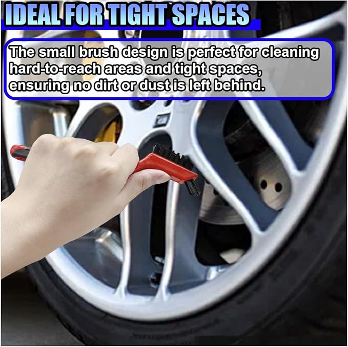 ZIMISI 3PCS Car Cleaning Brush Set, Small Nylon Cleaning Tools, Deep Rust Remover Wire Brush with Curved Handle Grip, Car Detail Brushes for Scrubbing Dirt, Paint (Nylon)